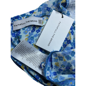 Faithfull The Brand Floral Blue Bellavista Midi Dress Size S NWT