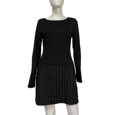 Jason Wu Tailored Black Ponte Pinstripe Minidress Size 12 NWT
