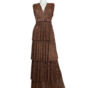 Sabina Musayev Metallic Brown Skylar Gown Size S