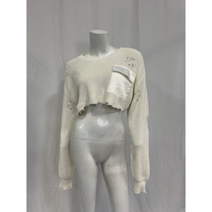 Ser.O.Ya Cropped White Cotton Devin Sweater Size S