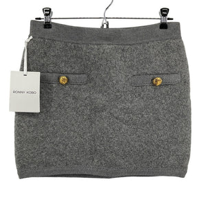 Ronny Kobo Knit Slate Grey Dalya Mini Skirt Size Large NWT
