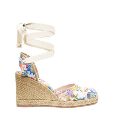 Stuart Weitzman Floral Multicolor Marguerita Espadrille Wedge Sandals Size 7.5