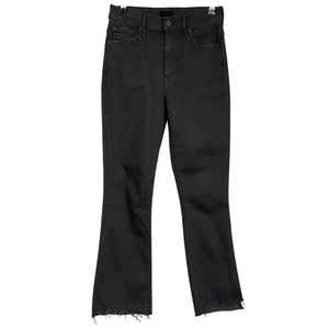 Mother High Rise Black Insider Crop Step Fray Denim Jeans Size 25