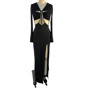 Nensi Dojaka Sleek Black Draped Bra Cutout Dress Size S