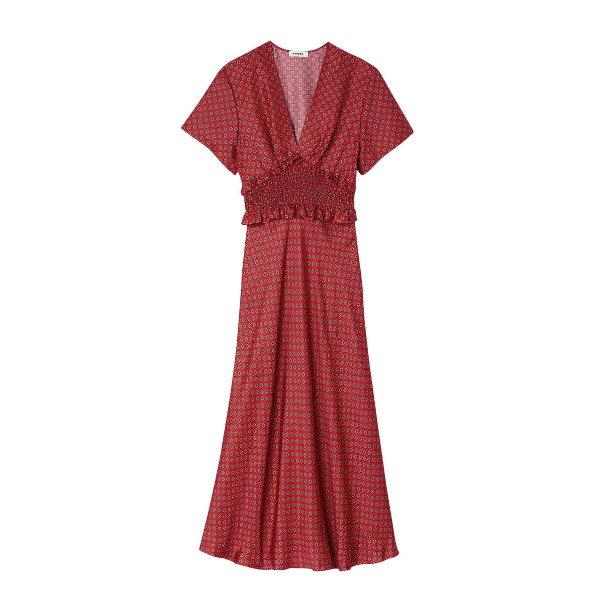 Sandro Elegant Red Scarf Print Maxi Size 4 Dress