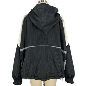 Shoreditch Ski Club Colorblocked Black Soft White Reflective Windbreaker Jacket Size S