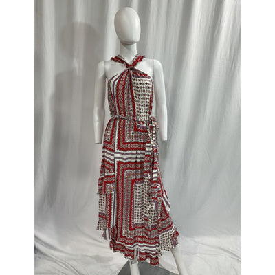 Derek Lam 'Dasha' Red Graphic Print Sleeveless Halterneck Dress Size 6