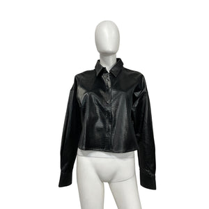 Favorite Daughter 'The Crop' Black Polyurethane Ex-Boyfriend Shirt Size M