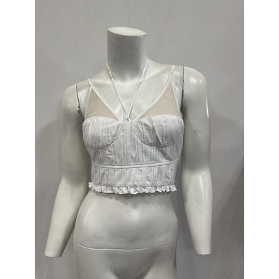 Simkhai 'Lottie' White Poplin Halterneck Crop Top Size 0