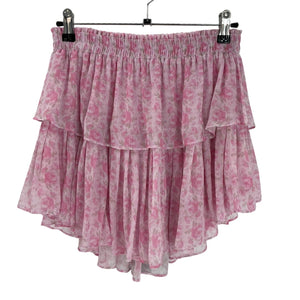 Loveshackfancy Tiered Pink Ruffle Mini Skirt Size S