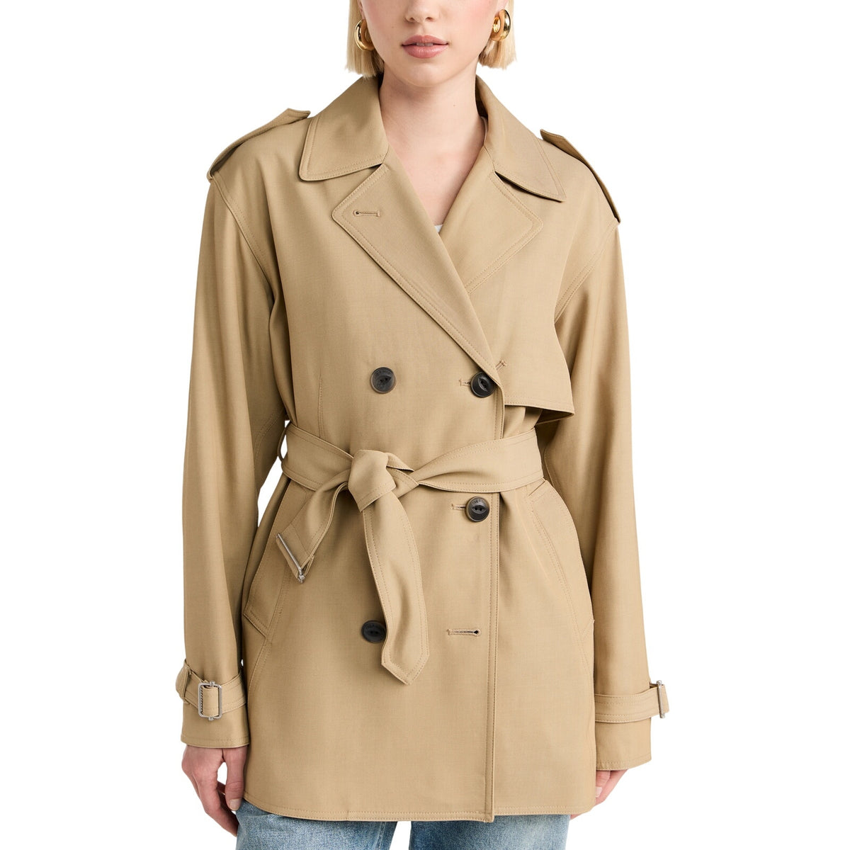 Rag & Bone Cropped Tan Beverly Trench Coat Size S
