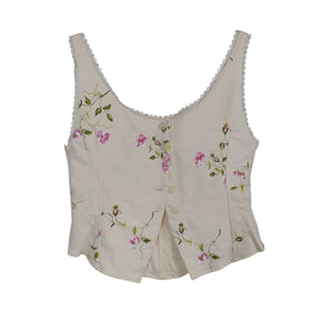 LoveShackFancy Floral Cream Rhapsody Bustier Top Size 6 NWT