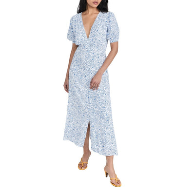 Faithfull The Brand Floral Blue Bellavista Midi Dress Size XL