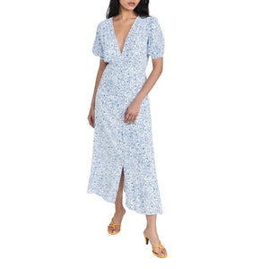 Faithfull The Brand Floral Blue Bellavista Midi Dress Size XL