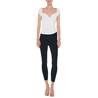Norma Kamali Ruched Snow White Sweetheart Side Drape Top Size XS