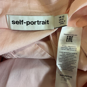 Self-Portrait Appliqued Pink Cutout Mini Dress Size US 8