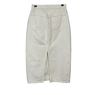 Reformation High Rise Denim Midi Cream Jayde Skirt Size 26