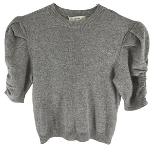 Frame Ruched Gray Crewneck Sweater Size S