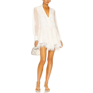 Rococo Sand Embroidered White Cia Mini Dress Size S