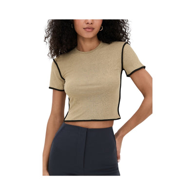 Nanushka Contrast Trim Sand Anthracite Sabelle T Shirt Size XXS NWT