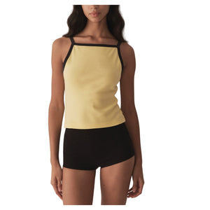 Dôen 'Angie' Yellow Cotton Ringer Tank Top Size S