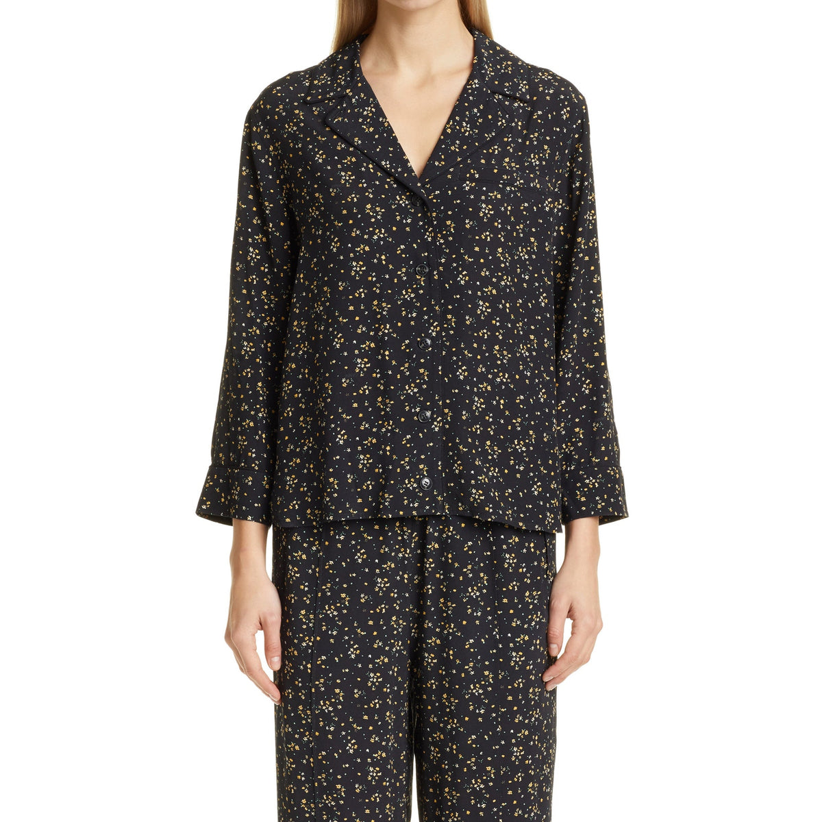 Ganni Floral Print Button-Up Top Size 36