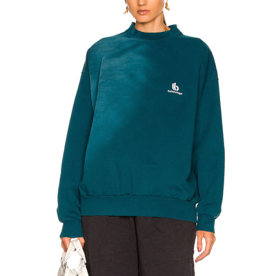 Balenciaga Classic Teal Crewneck Sweatshirt Size S