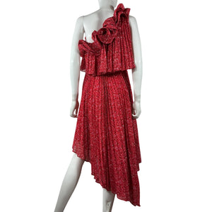 Amur Romantic Red Floral Ruffle Dress Size 2
