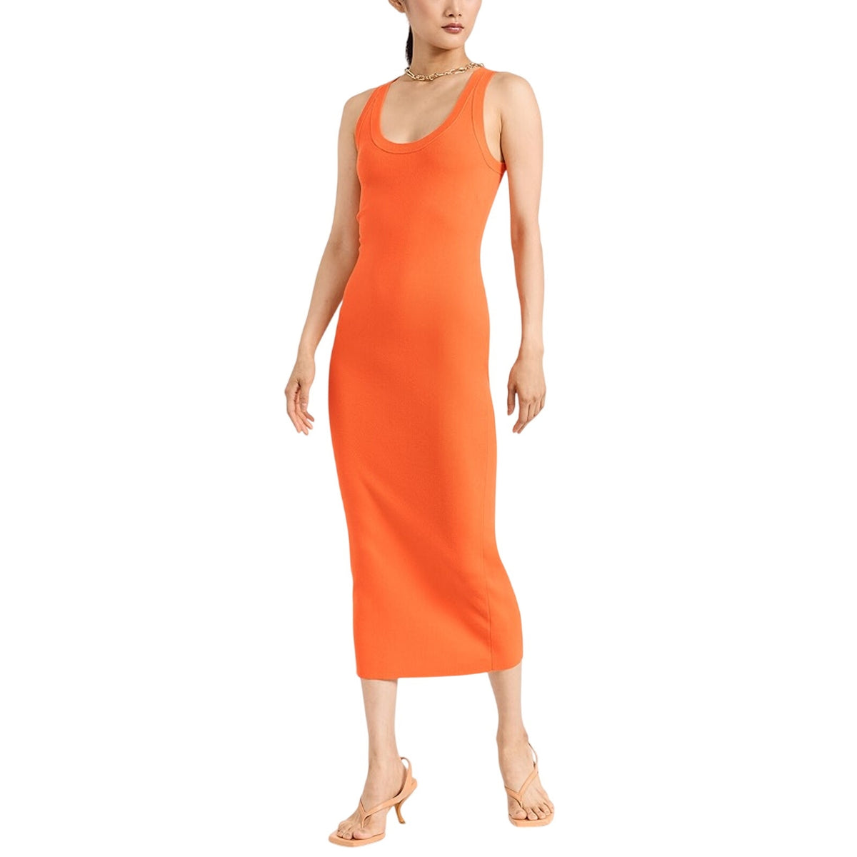 A.L.C. Ribbed Orange Emily Midi Size M Dress