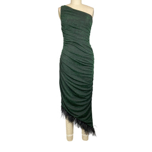 Saylor Asymmetric Black/Emerald Hilaria Cocktail Dress Size S
