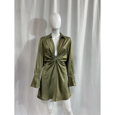 Simkhai 'Roma' Green Satin Mini Dress Size S