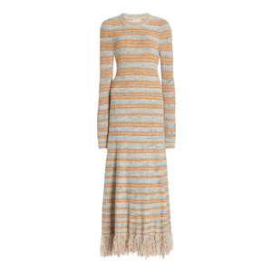 Ulla Johnson 'Allard' Orange Cotton Striped Knit Maxi Dress Size M