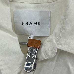 Frame Chic Off White Twist-Front Shirt Dress Size S