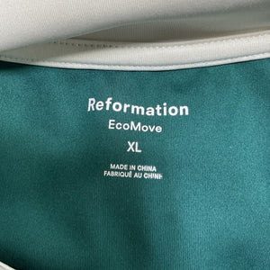 Reformation Sleek Green Leslie Ecomove Zip Front Dress Size XL