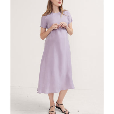 Hatch 'The James' Purple Short Sleeve Crewneck Midi Dress Size 1 - NWT