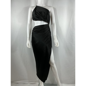 The Sei One Shoulder Black Silk Cut Out Dress Size 2