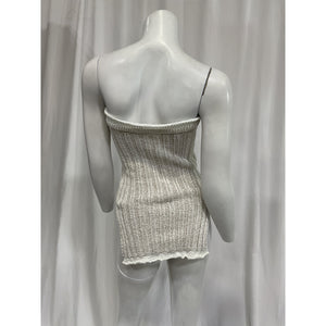 Marco Rambaldi White Cotton Linen Blend Square Neck Tank Top Size S