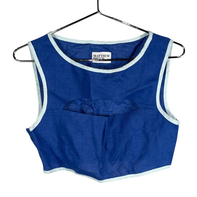Matthew Bruch Bound Blue Cutout Crop Top Size 3