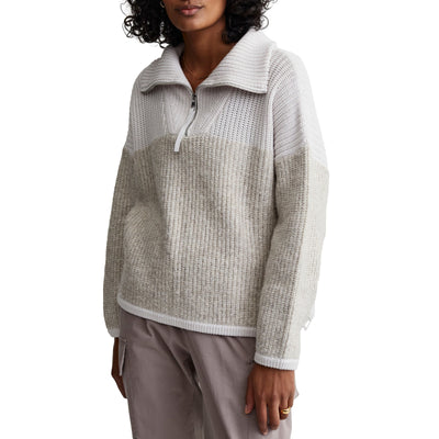Varley Colorblock Tan Willard Half Zip Sweater Size S