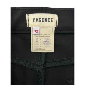 L'Agence Stretch-Jersey High-Rise Straight-Leg Black Dean Denim Jeans Size 32