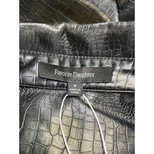 Favorite Daughter 'The Crop' Black Polyurethane Ex-Boyfriend Shirt Size M