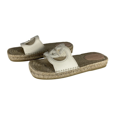 Gucci White Leather Interlocking G Cutout Slide Sandals Size 37.5 IT / US 7.5