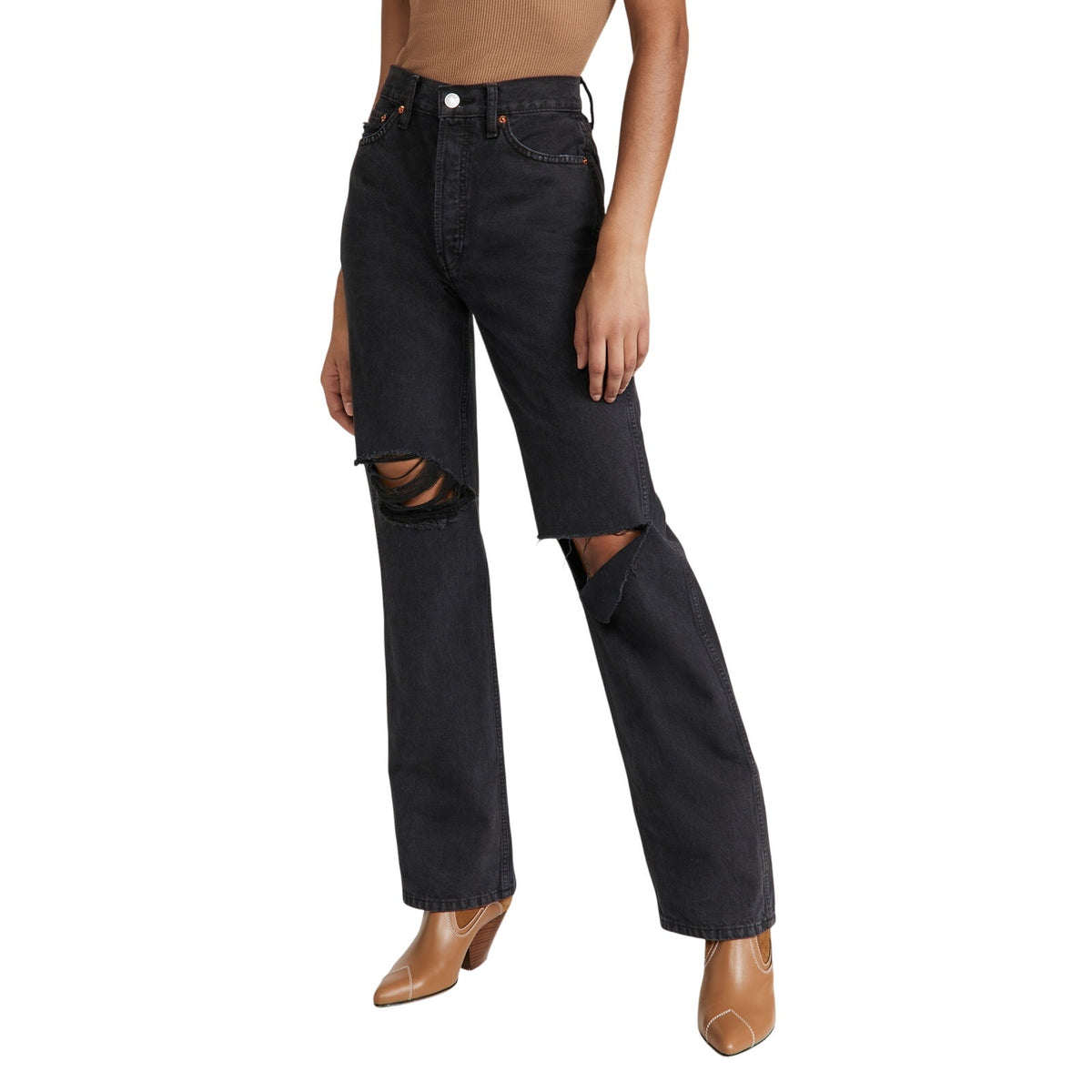 Re/Done High-Rise Black Cotton Loose Jeans Size 27