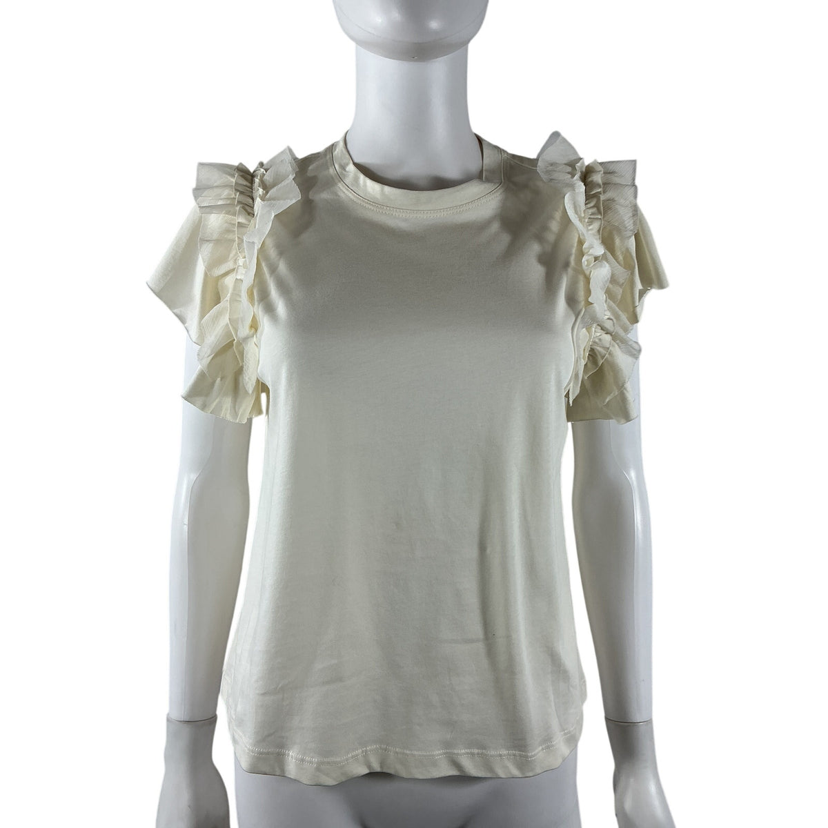 Ulla Johnson Ruffled Ivory Leia Tee Size S