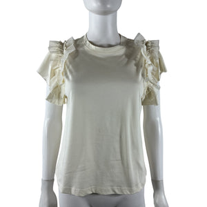 Ulla Johnson Ruffled Ivory Leia Tee Size S