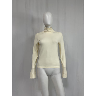Donni. 'The Baby' White Cotton Rib Turtleneck Size M