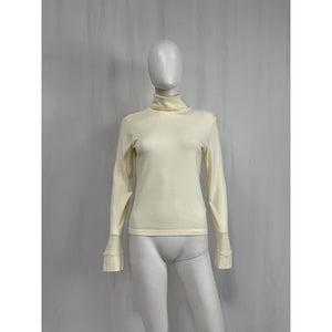 Donni. 'The Baby' White Cotton Rib Turtleneck Size M