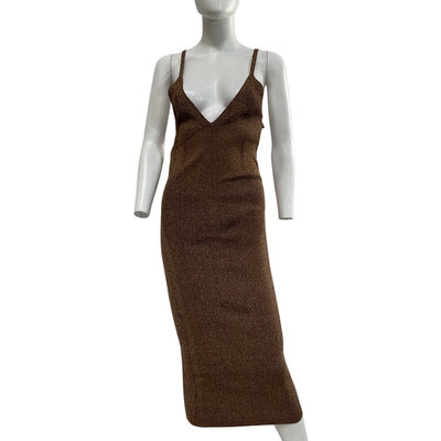 Retrofête Chic Metallic Cognac Amster Dress Size XL