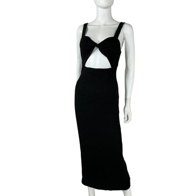 Shona Joy Sleek Black Simone Cutout Midi Dress Size 2