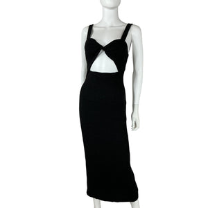 Shona Joy Sleek Black Simone Cutout Midi Dress Size 2